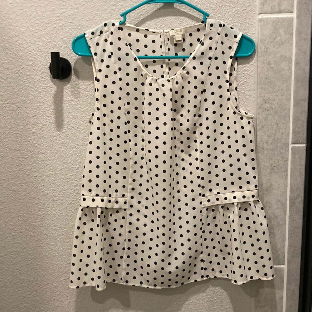 JCrew Cream Polka Dot Blouse